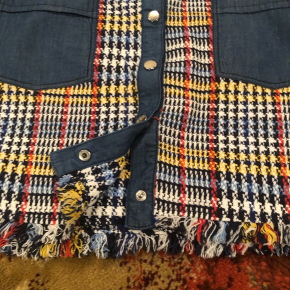 Zara Blue and Multicolor Plaid Mini Skirt SZ S - Picture 3 of 8